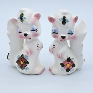 Floral Ceramic Skunk Salt and Pepper Shakers #3016